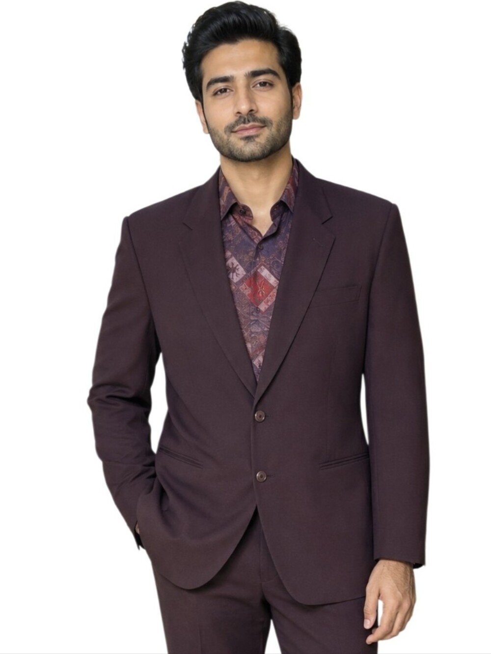 Pal Zileri Gruppo Forall Cashmere & Wool Made In Italy Eggplant Color Blazer.